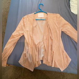 Hutch from Anthropologie light pink faux suede blazer